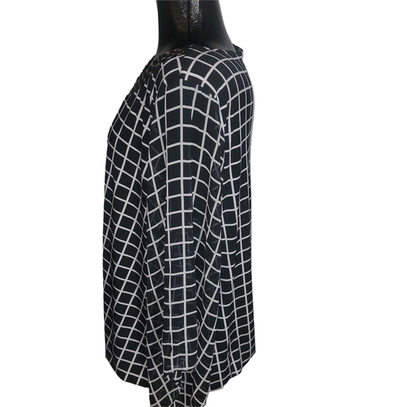 Alfani Black and White Grid Pattern Long Sleeve Top 3X - Picture 4 of 8